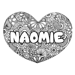 Coloración del nombre NAOMIE - decorado mandala de corazón