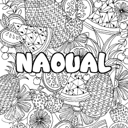 Coloración del nombre NAOUAL - decorado mandala de frutas