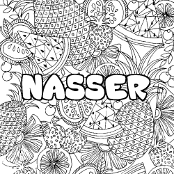 Coloración del nombre NASSER - decorado mandala de frutas