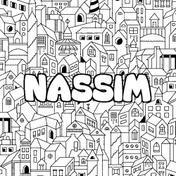 Coloración del nombre NASSIM - decorado ciudad