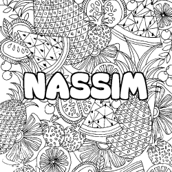 Coloración del nombre NASSIM - decorado mandala de frutas