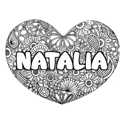 Coloración del nombre NATALIA - decorado mandala de corazón