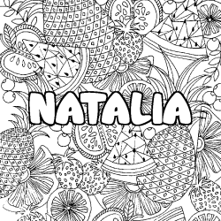 Coloración del nombre NATALIA - decorado mandala de frutas