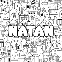 Coloración del nombre NATAN - decorado ciudad