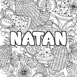 Coloración del nombre NATAN - decorado mandala de frutas