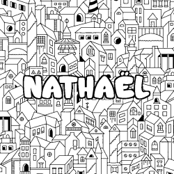 Coloración del nombre NATHAËL - decorado ciudad