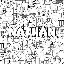 Coloración del nombre NATHAN - decorado ciudad