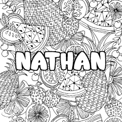 Coloración del nombre NATHAN - decorado mandala de frutas