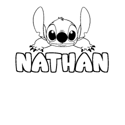 Coloración del nombre NATHAN - decorado Stitch