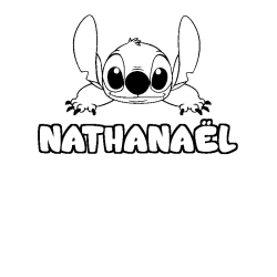 Coloración del nombre NATHANAËL - decorado Stitch