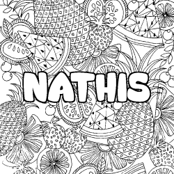 Coloración del nombre NATHIS - decorado mandala de frutas