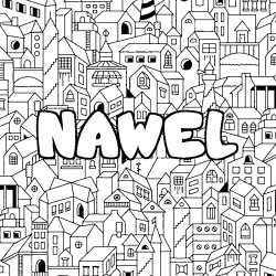 Coloración del nombre NAWEL - decorado ciudad