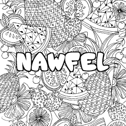 Coloración del nombre NAWFEL - decorado mandala de frutas