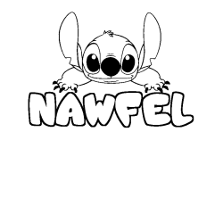 Coloración del nombre NAWFEL - decorado Stitch