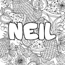 Coloración del nombre NEIL - decorado mandala de frutas