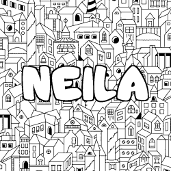 Coloración del nombre NEILA - decorado ciudad