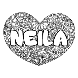 Coloración del nombre NEILA - decorado mandala de corazón