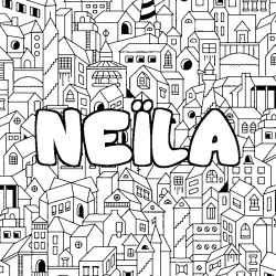 Dibujo para colorear NE&Iuml;LA - decorado ciudad