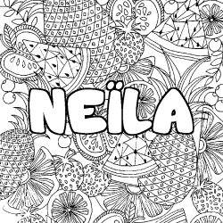 Dibujo para colorear NE&Iuml;LA - decorado mandala de frutas