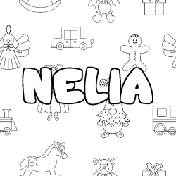 Coloración del nombre NELIA - decorado juguetes