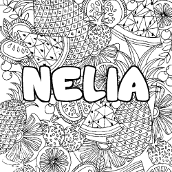 Coloración del nombre NELIA - decorado mandala de frutas