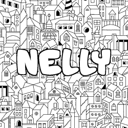 Coloración del nombre NELLY - decorado ciudad