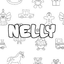 Dibujo para colorear NELLY - decorado juguetes