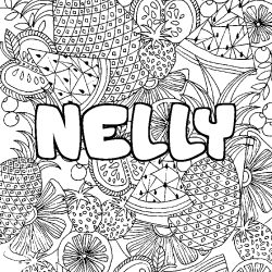 Coloración del nombre NELLY - decorado mandala de frutas