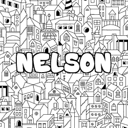 Coloración del nombre NELSON - decorado ciudad