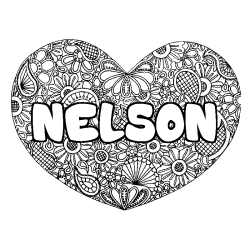 Coloración del nombre NELSON - decorado mandala de corazón