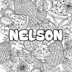 Coloración del nombre NELSON - decorado mandala de frutas