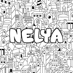 Coloración del nombre NELYA - decorado ciudad