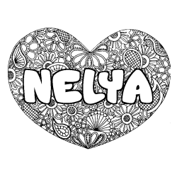 Coloración del nombre NELYA - decorado mandala de corazón