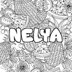 Coloración del nombre NELYA - decorado mandala de frutas