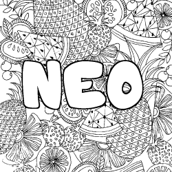 Coloración del nombre NEO - decorado mandala de frutas