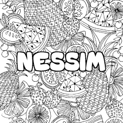 Coloración del nombre NESSIM - decorado mandala de frutas