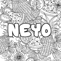 Coloración del nombre NEYO - decorado mandala de frutas