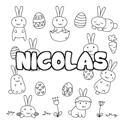 Coloración del nombre NICOLAS - decorado Pascua