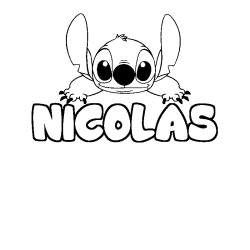 Coloración del nombre NICOLAS - decorado Stitch