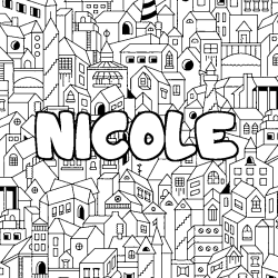 Coloración del nombre NICOLE - decorado ciudad