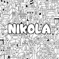 Coloración del nombre NIKOLA - decorado ciudad