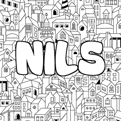 Coloración del nombre NILS - decorado ciudad