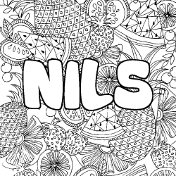 Coloración del nombre NILS - decorado mandala de frutas