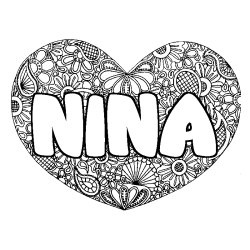 Dibujo para colorear NINA - decorado mandala de coraz&oacute;n