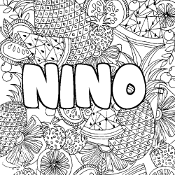 Coloración del nombre NINO - decorado mandala de frutas