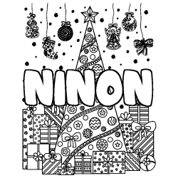 Coloración del nombre NINON - decorado árbol de Navidad y regalos