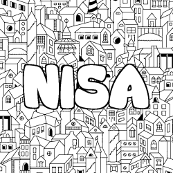 Coloración del nombre NISA - decorado ciudad