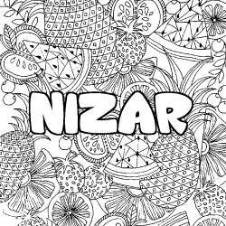 Coloración del nombre NIZAR - decorado mandala de frutas