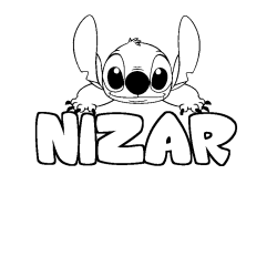 Coloración del nombre NIZAR - decorado Stitch