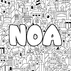 Coloración del nombre NOA - decorado ciudad